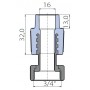 Переходник Ekoplastik 16x3/4 металлическая вставка и накидная гайка