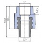 Переходник Ekoplastik 20x3/4 наружная резьба